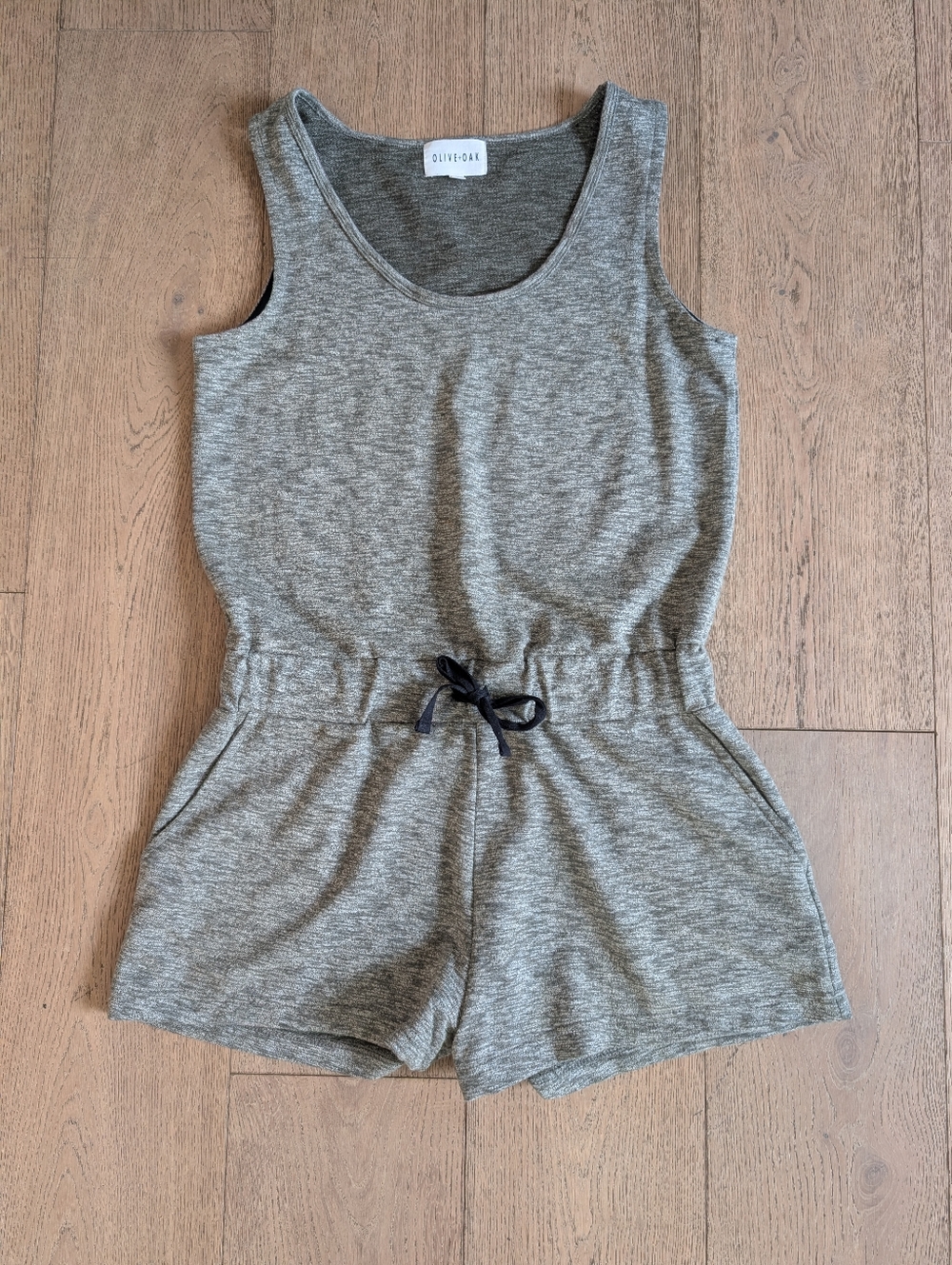 Olive & Oak Sleeveless Sweatsuit Romper with Drawstring and Pockets
